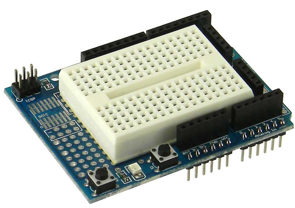 Prototype Shield with Mini Breadboard for Arduino